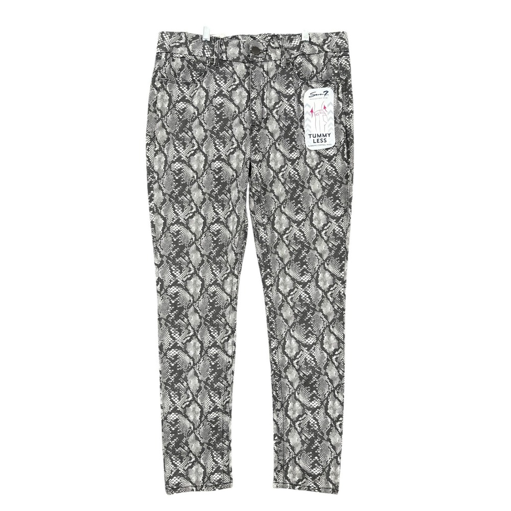 Seven7‎ TummyLess High Rise Skinny Jeans Size 14 Snake Print Slimming Panel